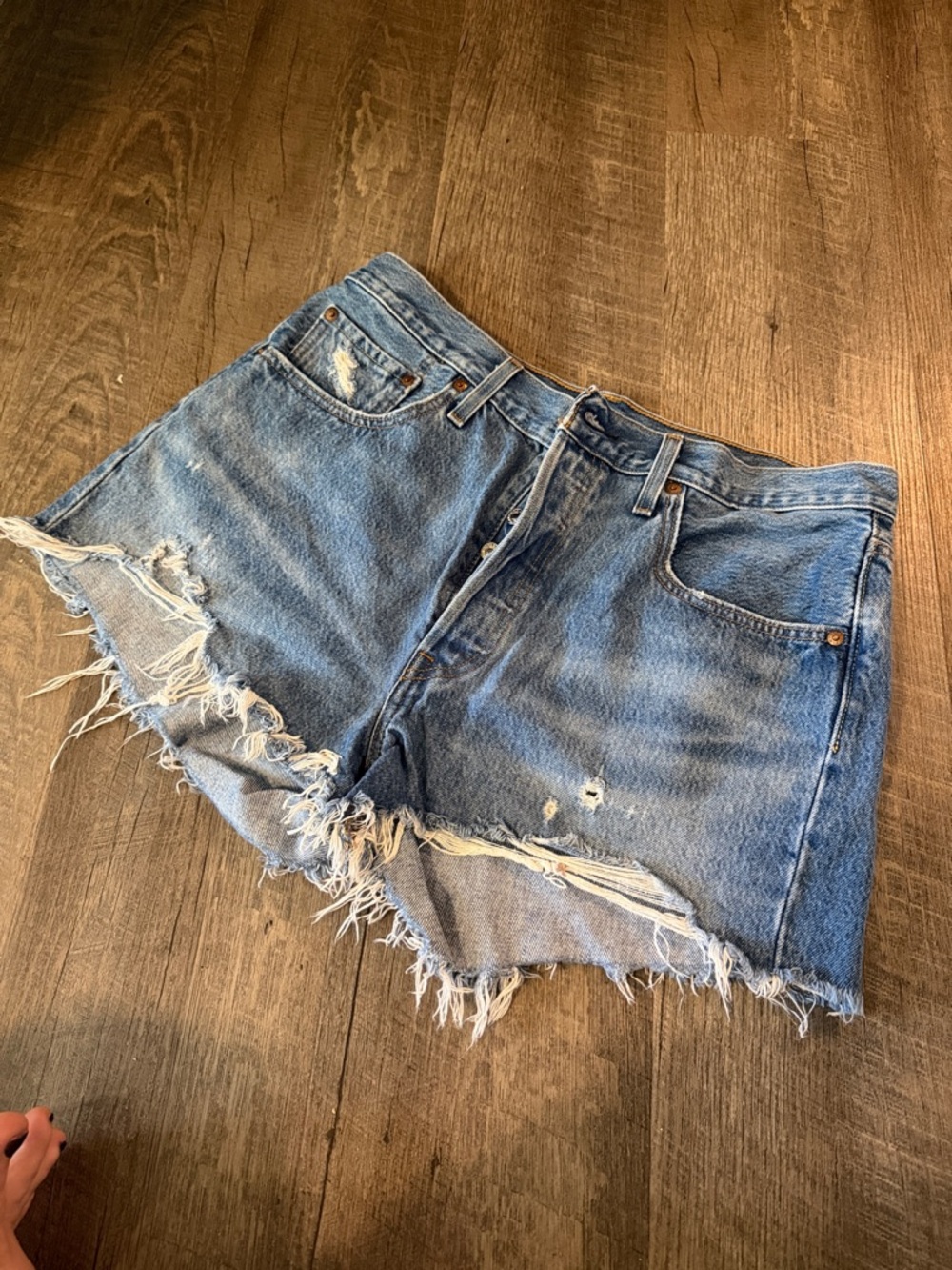 Levi's Light Blue Distressed Cutoff Denim Shorts